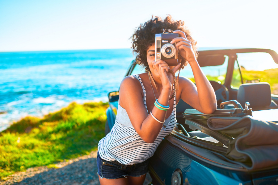 Woman with a Rental Car