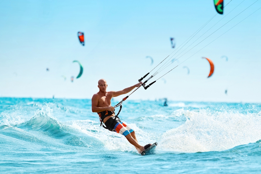 Man Kitesurfing